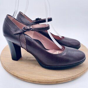 BeautiFeel Heels Womens 7.5 38 Brown Leather Mary Jane Pumps Quiet Luxury